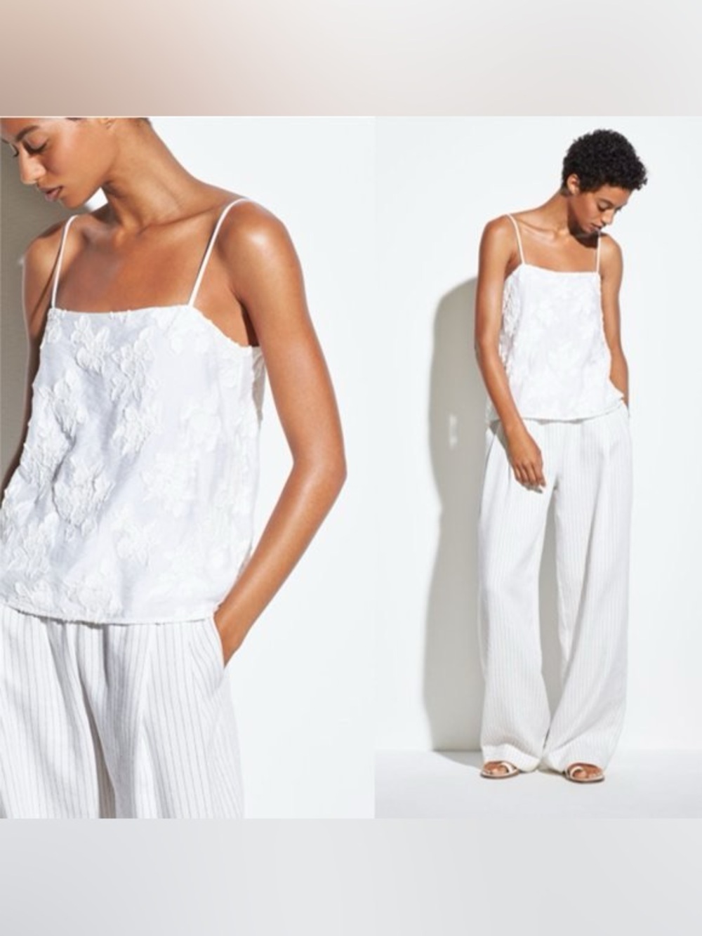Vince Optic Lace Tank Top White S